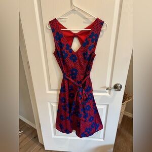ModCloth Red and Blue Floral Sleeveless Dress Size M